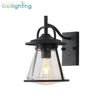חדש הוביל הנורה E27 מנורת קיר מנורות קיר-תאורה שחור עיצוב אמנות LED מנורות המרפסת החיצונית במרפסת הבית בחצר הבית גינה אור