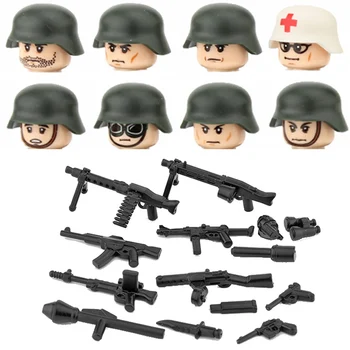 חדש הצבאי הגרמני, חיל הרפואה דמויות אבני הבניין WW2 חייל צבא רגלים הקסדה חלקים לבנים צעצוע לילדים