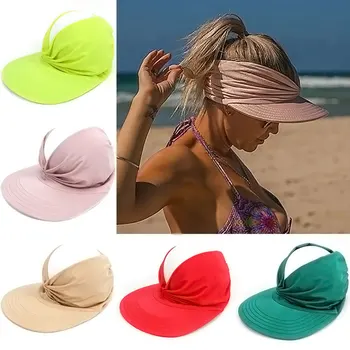 חדש לנשים מגן השמש השמש כובע ילדה אנטי-אולטרה סגול אלסטי בראש חלול הכובע חיצוני מהיר ייבוש שמש כובע קיץ החוף הכובע