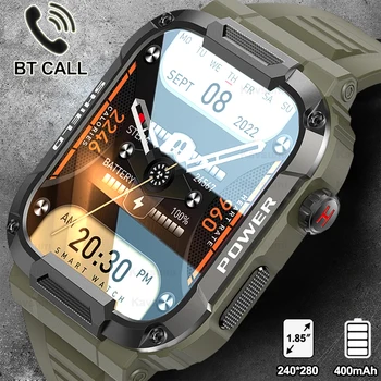 חדש מחוספס צבאי שעון חכם גברים עבור אנדרואיד IOS כושר שעונים Ip68, עמיד למים 1.85 אינץ ' AI הקול BT לקרוא Smartwatch 2023