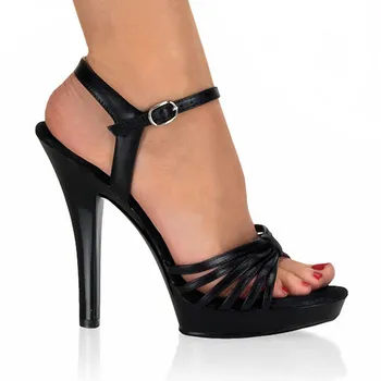 חדש פגיון עם פלטפורמה נשים אופנה נעלי 13cm נעליים עם עקבים גבוהים שחור pu נעלי ריקוד אופנוע סנדלים