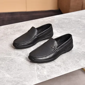 חדשה סגנון איטלקי סגנון אופנה לגברים שטוח נעלי נעלי פנאי עור אמיתי בין הנעליים 1806