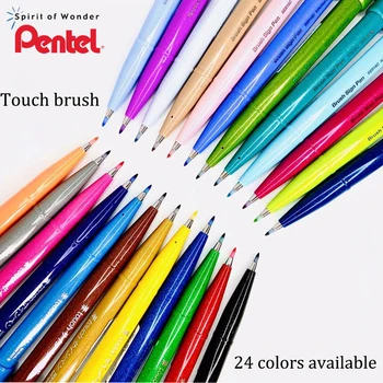 חדשות 24 צבעים Pentel מברשת עט רך מברשות צבעי מים צבעי שמן אמן יד ציור סמנים להגדיר אמנות כתיבה Copic סמנים