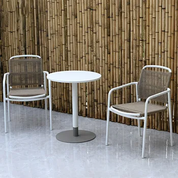 חיצונית סגסוגת אלומיניום שולחן כיסא ריהוט גן למרפסת עמיד למים לחות הוכחה מעקות קשת עיצוב עמיד חזק