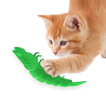 חתול ניקוי שיניים צעצועים להגן על השיניים חתול אינטראקטיבי מברשת שיניים ללעוס צעצוע דגים לובסטר בצורת מברשת שיניים ללעוס צעצועים לחיות מחמד טבעי