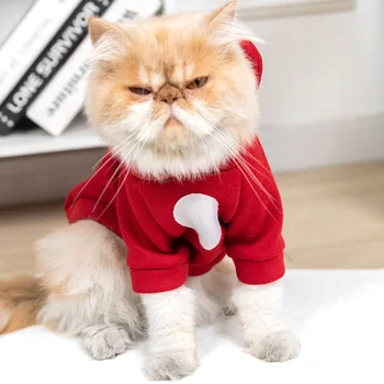 חתול סוודר לכלב קפוצ ' ונים קטיפה מעובה כותנה מרופד מעיל הסתיו והחורף להתחמם חתול מקסים מחמד בגדים