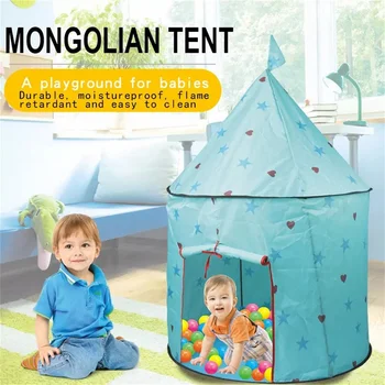 טירת נסיכה משחק האוהל, ילדים מתקפל משחקים אוהל הבית צעצוע עבור מקורה & שימוש חיצוני-כחול