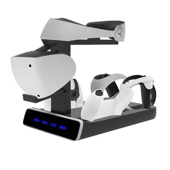 טעינת תצוגה לעמוד PS VR2 עם אור LED בקר מטען תואם עם Playstation5 Gamepad להתמודד עם מציאות מדומה אוזניות