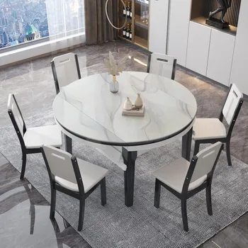 יוקרה סיבוב בישיבה שולחן אוכל עגול Kitcjen שולחן מרכזי עיצוב Comedor 4 Sillas קון מסה Moderno ריהוט הבית