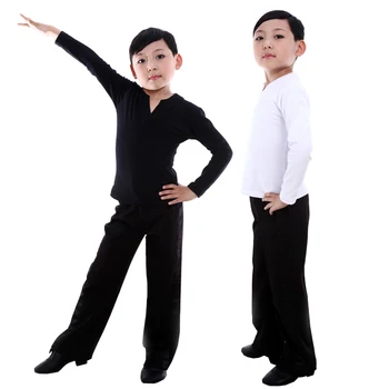 ילד הלטינית Dancewear ריקודים לטיניים תרגיל בגדים הקפלים אולם בשלב מודרני בנים ריקודים לטיניים הכשרה בגדים חולצה+מכנסיים