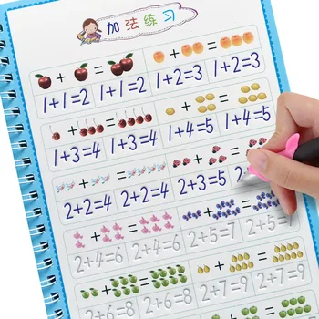 ילדים חינוכי 3D תרגיל הספר לשימוש חוזר Copybook על קליגרפיה למידה דיגיטליים חשבון מתמטיקה לכתוב ספרים לילדים