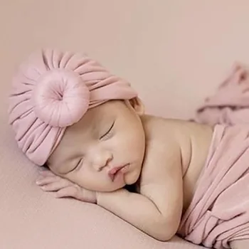 ילדים כובע כותנה טהורה אביב קיץ 2021 התינוק החדש הכובע של הילדה הכובע קשר הוד תינוק כובע
