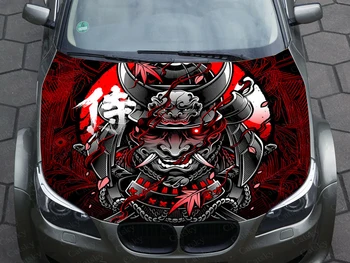 יפנית מסיכת סמוראי מכסה המנוע של מכונית מדבקות ויניל מדבקה גרפי האריזה המדבקה מדבקה גרפי הוד מדבקה מותאם אישית מתאים לכל רכב