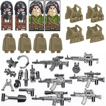יצירתי נשקים צבאיים חמושים אלמנטים נבל WW2 צבא אקדח MOC אבני הבניין דמויות חייל לבנים מיני צעצועים לילדים