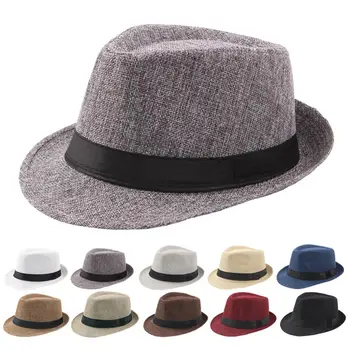 כובע כובע רחב שוליים הגנה מפני השמש מוצק צבע פנמה כובע מגבעת קיץ החוף Sunhat לחופשה.