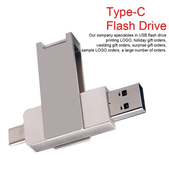 כונן פלאש מקל זכרון USB OTG עט סילבר 32GB 64GB 128GB עמיד למים אופנה מסוג-c U דיסק השתלמות עסקים מתנה