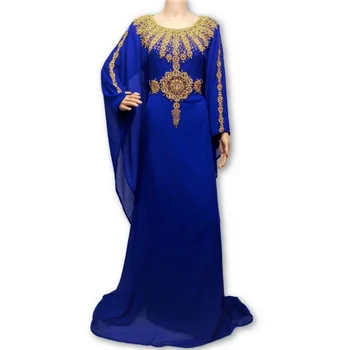 כחול רויאל דובאי Farasha Morocon השמלה Maggrabi Kaftan אופנה ארוך בסגנון אירופאי ואמריקאי מגמת אופנה
