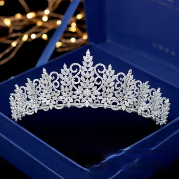 כלה כיסוי הראש מלא זירקון כתר נסיכה קוריאנית סגנון אלגנטי הכתר שמלת החתונה אביזרים לשיער