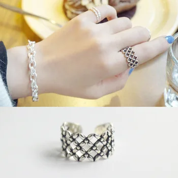 כסף סטרלינג 925 תלתן טבעות לנשים, תכשיטי אופנה פתח מתכוונן טבעת אצבע משלוח חינם