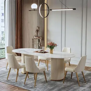 לבן מינימליסטי אור יוקרה בהיר רוק צלחת שולחן אוכל להגדיר הפוסט-מודרנית ערב כסאות ביתיים קטנים הסלון למטבח