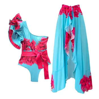 לפרוע Colorblock אחד-חתיכת בגד ים האופנה פרחוני הדפסה בגדי ים 2023 נשים החג החוף Beachwear בגד ים ברזילאי