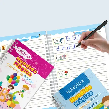 לשימוש חוזר ספרדית Copybook קסם Groove אימון הספר קליגרפיה כתיבת הספר מתמטיקה מספר האותיות ציור ילדים מונטסורי צעצועים
