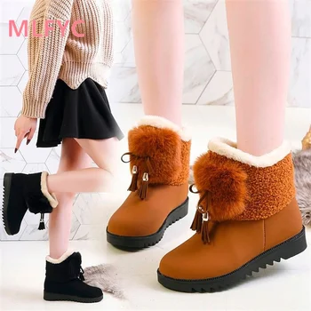 מגפי שלג לנשים בסתיו ובחורף, ניו הגירסה הקוריאנית של נשים כותנה, נעליים, קטיפתי וחמים מגפיים קצרים