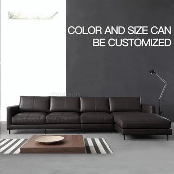 מודרני מינימליסטי אופנה ספה שילוב סקנדינבי מינימליסטי קטן בדירה סלון עור אמיתי מלא ריהוט הבית