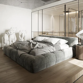 מודרני פשוט בד אמנות המיטה, איטלקית אור יוקרה תוספות הרוח המיטה, נורדי טאטאמי מאסטר מיטה זוגית יפנית מיטה נמוכה