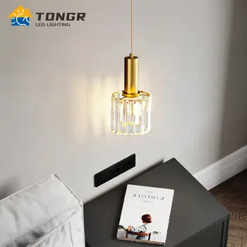 מודרני תליון קריסטל, מנורת תקרה נברשת E27 זהב תליון אור על השינה, בסלון טלוויזיה רקע קיר לקישוט הבית