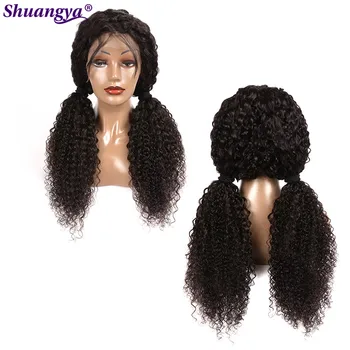 מונגולי קינקי שיער מתולתל 13x4 שקופים תחרה קדמית פאה לנשים רמי שיער אדם פאות 5x5 Hd תחרה סגר את הפאה Shuangya