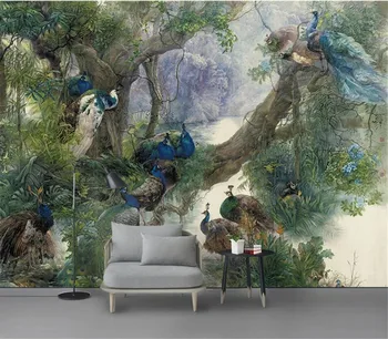 מותאם אישית ציור טבעי טפט נוף טווס יער טפטים לסלון 3D נייר קיר שיפור הביתה רקע הטלוויזיה