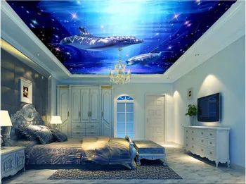 מותאם אישית, תמונת רקע 3d תקרה ציורי קיר טפט תמונה התת-ימי עולם לוויתן קישוט ציור טפט על קירות 3d