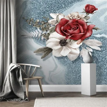 מנהג מודרני מופשט רוז פרח טפט לעיצוב הבית ציורי קיר פרחוניים 3D תמונה, נייר קיר עיצוב חדר השינה של רקעים