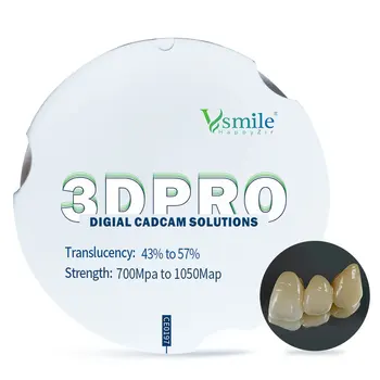 מעבדת שיניים Zirconia בלוק 95mm רב שכבתי שקיפות 43-57% עבור Zirkonzahn CAD CAM לכרסום במערכת