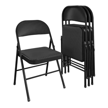 מעמודי התווך בד מרופד כיסא מתקפל, שחור, 4 לספור מרפסת ריהוט קש הכיסא ריהוט קש