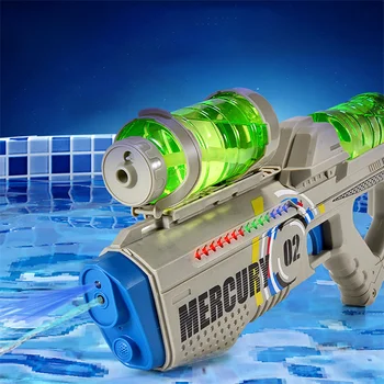 מרקורי M2 אוטומטי מלא מים, אקדח מים רציפה קיבולת גבוהה תאורה ואפקטים קוליים חיצונית מים משחק צעצוע עבור הילד.