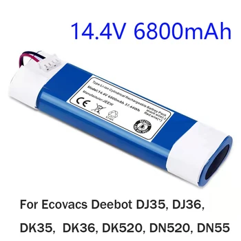 משלוח חינם 14.4 V 6800mAh רובוט שואב אבק סוללה עבור Ecovacs Deebot DJ35 DJ36 DK35 DK36 DK520 DN520 DN55