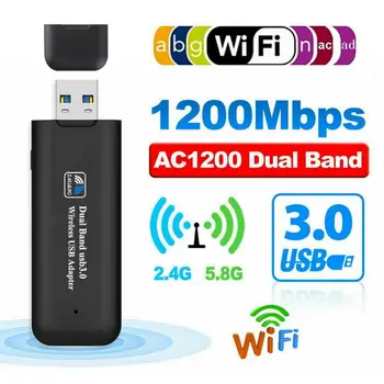 מתאם WiFi USB 1200Mbps Dual Band 2.4 G 5.8 G USB 3.0 WiFi 802.11 AC מתאם הרשת האלחוטית עבור שולחן העבודה במחשב הנייד