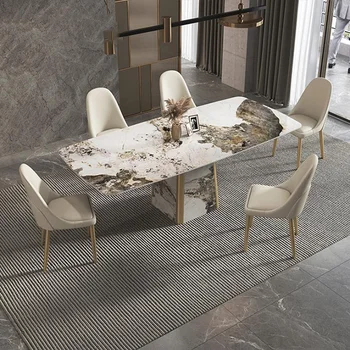 מתקדם שולחן האוכל יוקרה אבן אור יוקרה מודרני מינימליסטי מעצב איטלקי השולחן Mueblesa הדירה ריהוט WXHYH