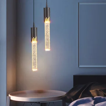 נורדי המיטה זמן נברשת פשוט יצירתי אור גביש יוקרה הטלוויזיה רקע אישיות חדר שינה קטן תליון מנורה