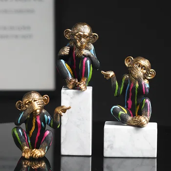 נורדי יצירתי מודל החיה פיסול קישוטים סלון מרפסת בר קפה טיפת מים צבע קוף חמוד כיף שרף