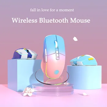 נטענת העכבר האלחוטי מסוג-C מצב כפול נערת גיימר Bluetooth עכבר ארגונומי USB אופטי עכברים משחקים עבור מחשב נייד מחשב