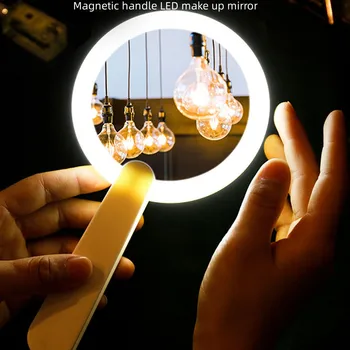 נייד LED אור מראת איפור אורות יהירות קומפקטי לפצות כיס מראות יהירות קוסמטיים קיפול יד Led המראה את המנורה מתנה