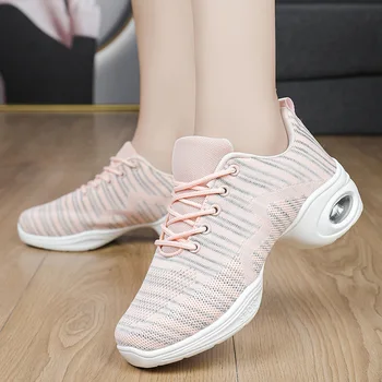 נעלי ריקוד אישה רשת רך סוליות נעלי נשים נעלי ספורט מודרני לקפוץ נעלי ריצה למבוגרים 