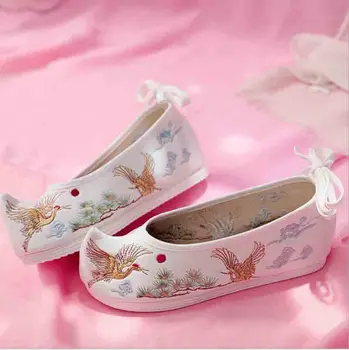נשים Hanfu נעליים סינית מסורתית שטוח נעלי וינטג ' רקמה נעלי קוספליי Hanfu נעליים לבנים לנשים מתנה