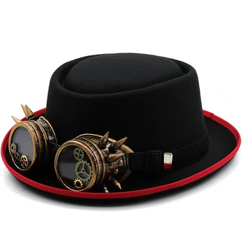 נשים גברים ציוד משקפיים פאנק סגנון חזיר כובע אבא צמר שטוח ציירו על גברת ג ' נטלמן מהמר מגבעת מגבעת כובע כובע
