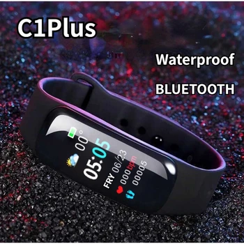 נשים גברים צמיד חכם עמיד למים Bluetooth לצפות צעד קצב הלב לחץ דם כושר כושר Smartband Smartwatch C1Plus