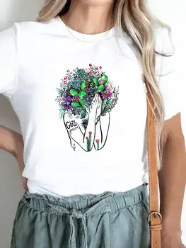 נשים נשית אופנה קיץ גרפי טי בגדים T בגדים קקטוס צמח מגמת ה-90 שרוול קצר להדפיס מזדמן חולצות