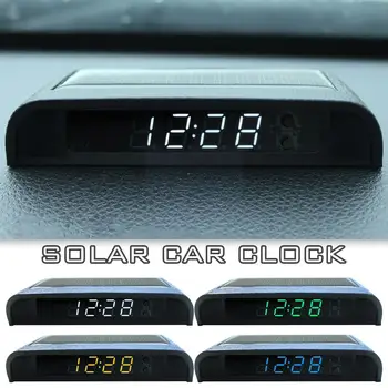 סולארי נייד המכונית דיגיטלית LCD שעון ושעון טמפרטורה שעונים תאורה אחורית אלקטרונית אוטומטית מסך טמפרטורה תצוגת שעון Dashbo U2G0